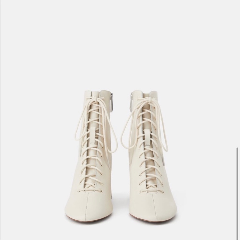 ZARA White Lace Up Boots